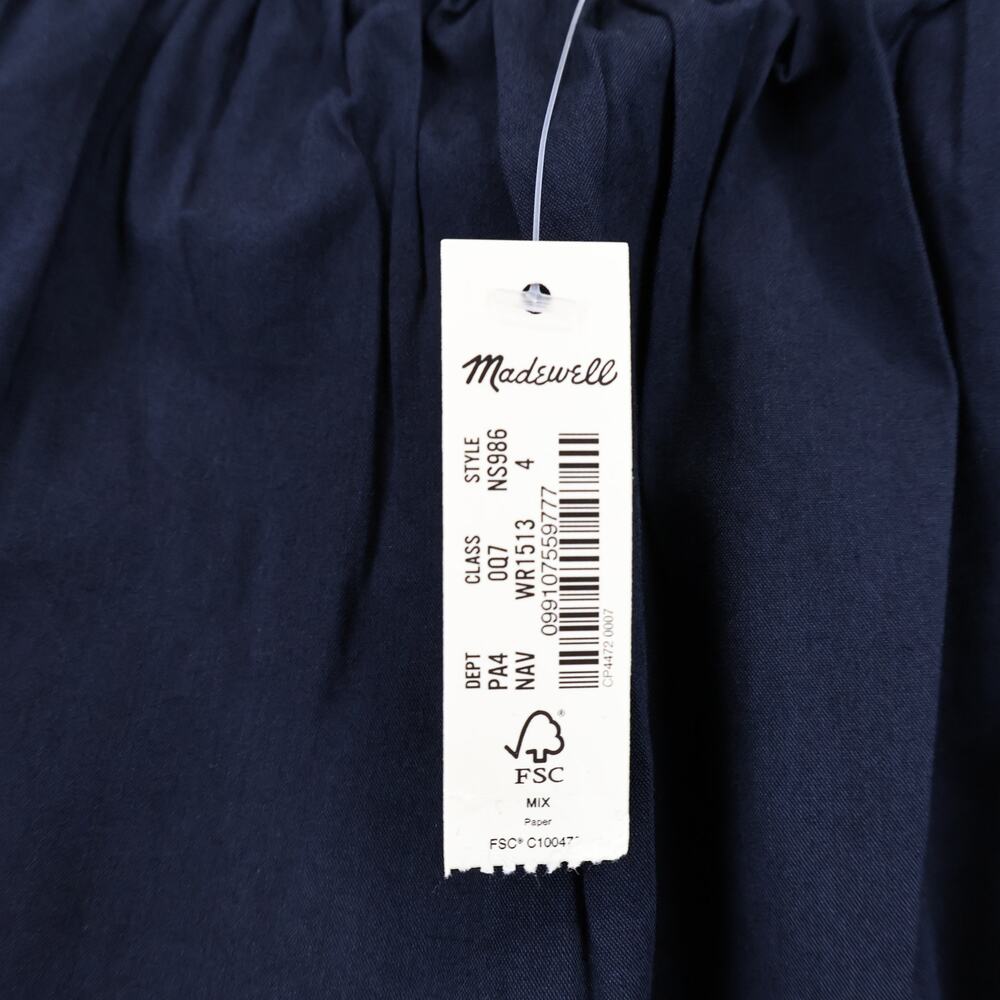 NWT Madewell Square-Neck Puff-Sleeve Babydoll Mini Dress In Navy Blue Size 4 - Picture 8 of 8